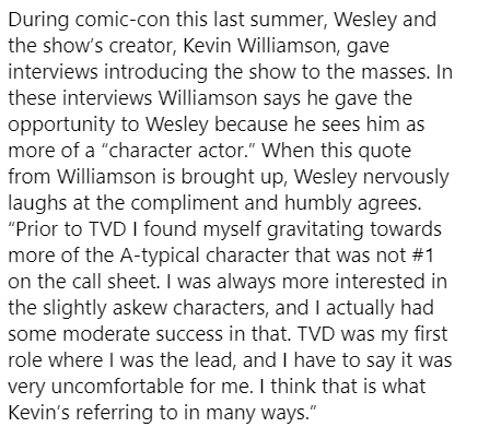 Missclairdelune's tweet photo. #PaulWesley #TellMeAStory 🐷 🐺
#Interviews #ThrowbackThursday
About acting |
Source: Rogue Magazine :)
He's always so humble... https://t.co/pxqGkqlTLD