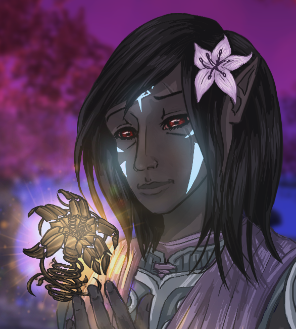 DrawnOutToSea's tweet photo. Decided to draw my girlfriend @kexira's Vestige as well, Delni Veniryn, who may be feeling a little lovesick over a certain Clockwork God. #ESO #ClockworkCity https://t.co/lBLXaQaAxA