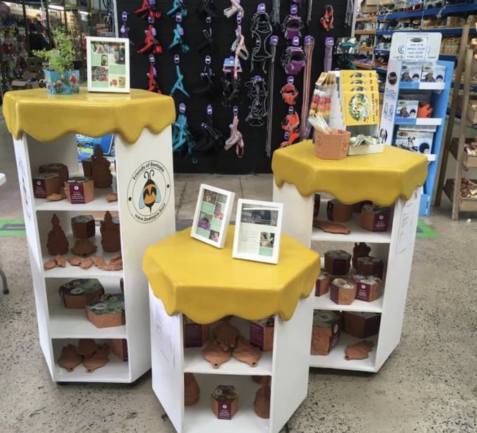 A little Covid delayed but we’re finally selling at our first local retailer 😁😁🐝🐝 
#savethebees #Mindfulness #MentalHealthMatters #gardening #beetopia