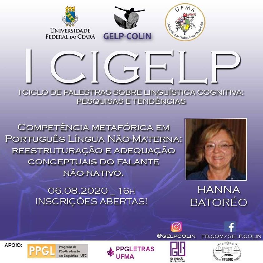 CLUNL_'s tweet photo. Hoje, 6 de agosto, pelas 20h00 (hora de Lisboa), poderá assistir à conferência "Competência Metafórica em Português Língua Não-Materna: reestruturação e adequação conceptuais do falante não-nativo" de Hanna Batoréo através do endereço: https://t.co/cLybuPeeFi
#conferência #PLNM https://t.co/pguHzEgmtR