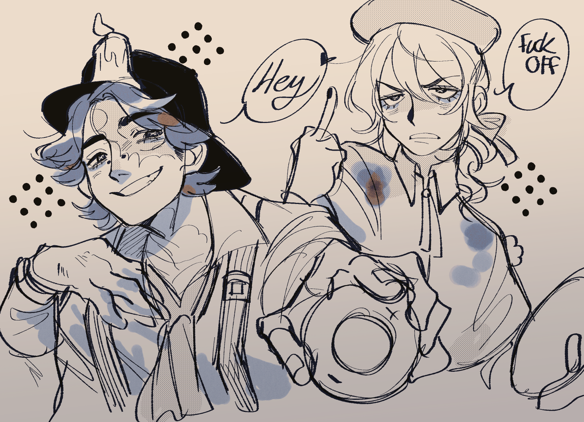 oh yeah,,,,4 AM 
time to post some idv sketches?

While I was practicing some norton sketches cuz I want to main him,,,I remember how much I love chinatown skins and dynamic AAA

#IdentityV #identityVイラスト #characters #fanart 