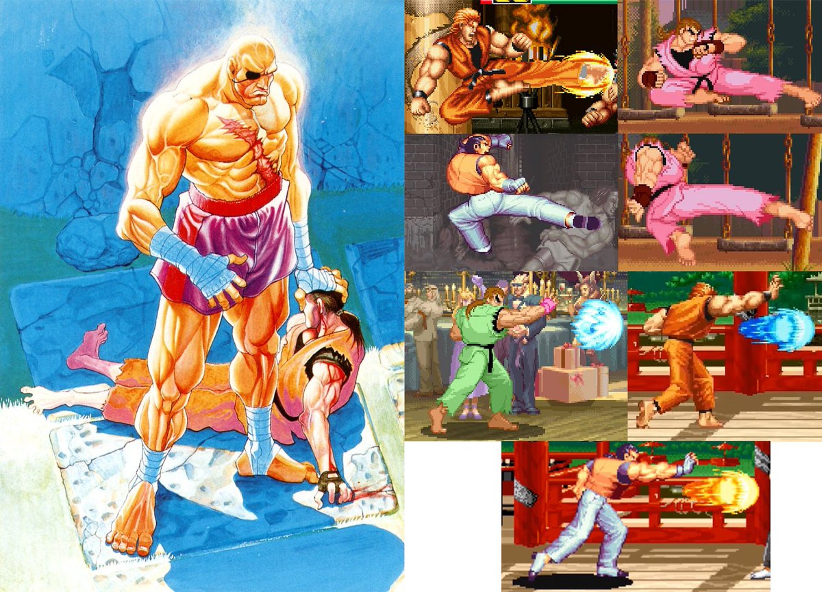 From the start it was clear that Dan Hibiki was a parody of Ryo and Robert from SNK's rival fighting game series, Art of Fighting. The unnamed, utterly defeated. throwaway fighter from the Sagat illustration grew into the character we know and love today! #SFVSummerUpdate