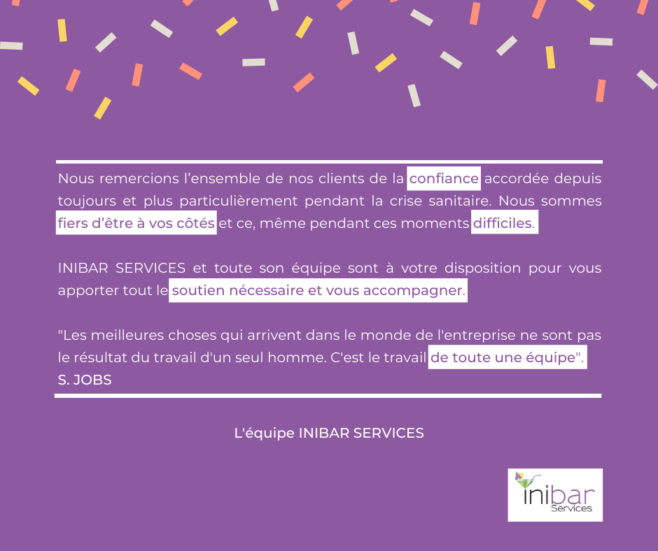 Inibar_com's tweet photo. [🙏MERCI À NOS CHERS CLIENTS]

Nous sommes là pour vous.
Tous #ensemble pour se #reconstruire. 💪

L'équipe INIBAR SERVICES

#merci #soutien #force https://t.co/kDEcEIkP3o