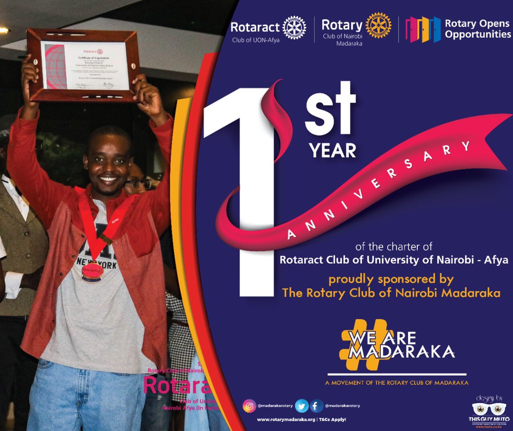 RotaractAfya's tweet photo. 1 year ago, we were chartered!!🎊 #WeAreMadaraka #RotaractAfya #LubDub #Rotaryisfun https://t.co/zj7l3wmerL