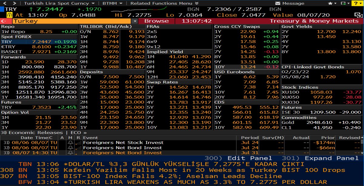 Bir yönüyle yazık bu memlekete, bir yönüyle böyle olması için yıllardır canla başla uğraşıldı. 

Türk lirası rekor değersizlikte. CDS (dolar cinsinden TR tahvili için sigorta primi) yine uzaya gidiyor, ABD hazinesi 10 yıl borç için yıllık %0.53, TR (dolar cinsinden) %7.61 ödüyor.