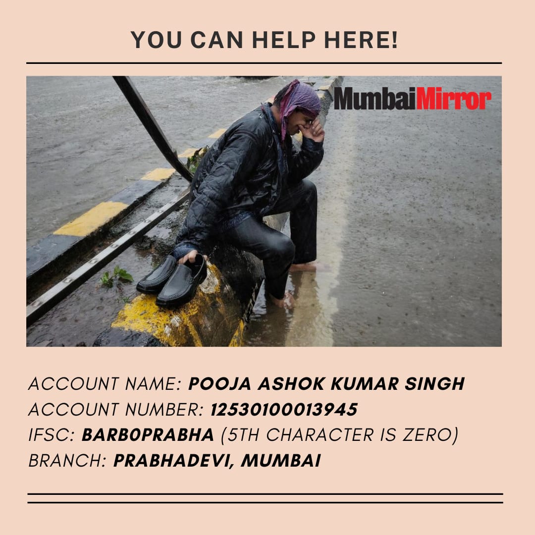 For anyone who would like to help him, the @MumbaiMirror team has shared these bank details with me.
