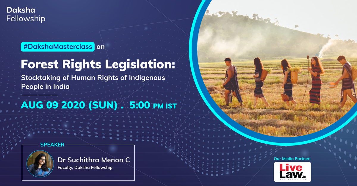 Has the Recognition of Forest Rights Act, 2006 been effective in addressing the historic injustice towards the ethnic groups in India? Let's listen more to <a href="/suchithramenonc/">suchithra menon</a> on #DakshaMasterclass (bit.ly/Daksha3). Don't miss it!

Media Partner: <a href="/LiveLawIndia/">Live Law</a> 

#FRA