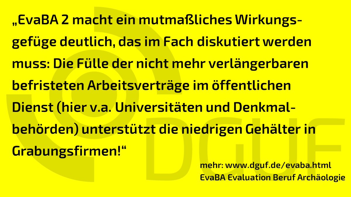 DGUF1969's tweet photo. An den niedrigen Gehältern in Grabungsfirmen sind die Grabungsfirmen schuld? Die Evaluation Beruf Archäologie #EvaBA liefert Belege für einen anderen Grund, weshalb ArchäologInnen bereit sind, in der Privatwirtschaft finanziell sehr ungünstige Bedingungen hinzunehmen. #Befristung https://t.co/7stn07OlBp