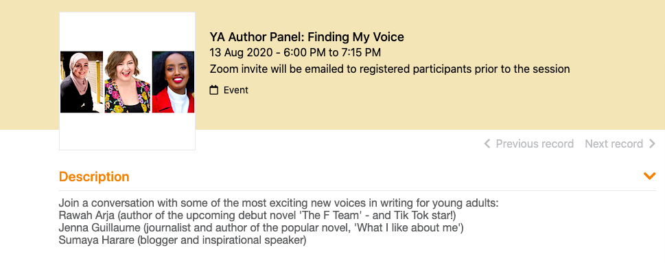 JennaGuillaume's tweet photo. So excited to be doing an online panel on finding your voice with @rawah_arja and @SumayaHarare next Thursday! Get your free ticket >> https://t.co/p7fnGUTItz https://t.co/to0FVVUd67