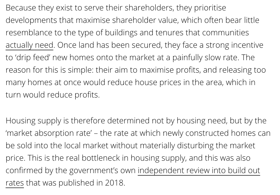 Fundamentally, the reforms do nothing to address the main bottleneck on housing supply, which as I explain here is our reliance on the speculative model of development. By handing over more power to developers, it could make things even worse.  https://www.opendemocracy.net/en/oureconomy/boris-johnsons-plan-build-back-better-attack-democracy/