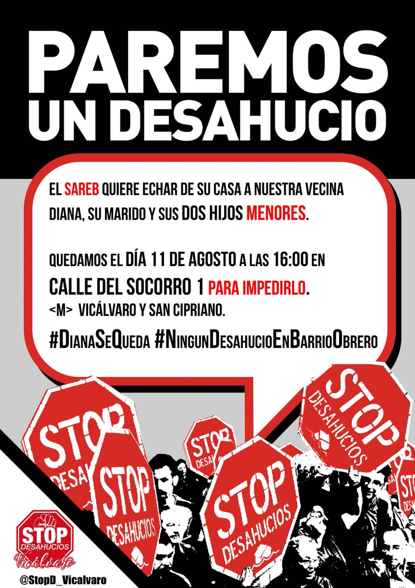 #DianaSeQueda
#NingunDesahucioEnBarrioObrero