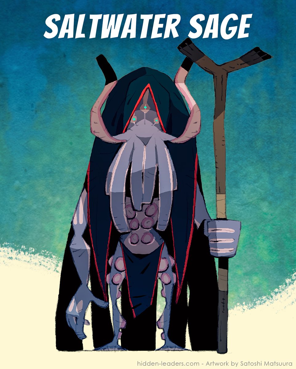 »This wise creature of the deep prophesied the arrival of humans on the island of Oshra. It foretold a decade of blood and fire in which only calm waters can bring relief.« http://Hidden-Leaders.com  #HiddenLeaders  #boardgames  #characterdesign  #boardgame