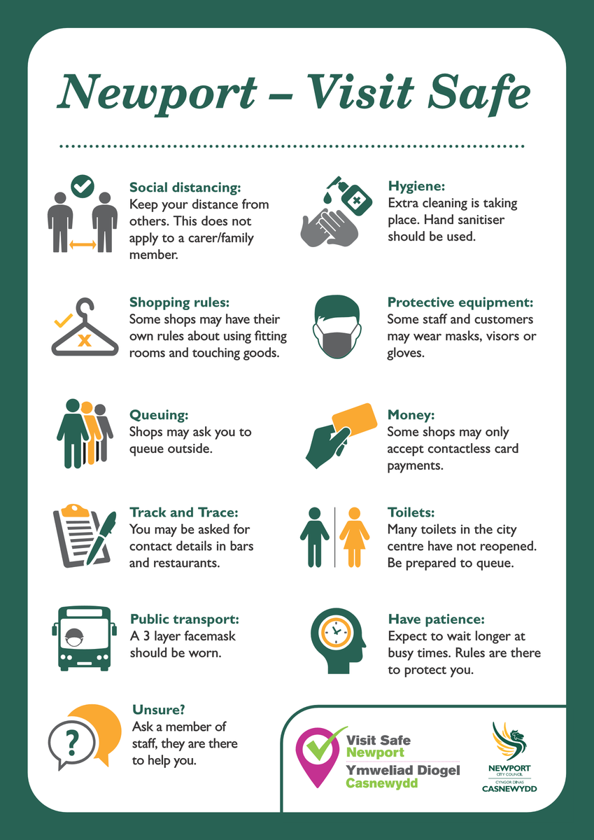 There have been so many changes over the last few months – see our simple guide to what to expect when you return to Newport #VisitSafeNewport #ShopSafeNewport #ShopLocalNewport 

newport.gov.uk/visitsafe