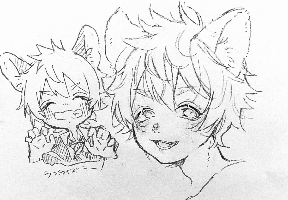 #私の絵柄で見てみたいtwstキャラっていますか

リクエスト頂いたラギーくんとリドルくん描きました‼︎
二人ともちょ〜可愛い?? 