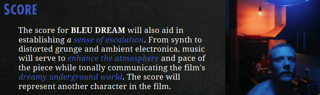 JaredBratt's tweet photo. What will ‘Bleu Dream’ sound like?
.
.
.
.
#FundMyFilm #BleuDream #FilmFunding #IndieFilm #TorontoFilms #CanadianFilm #CanadaFilms #Film #SeekingFunding #Thriller #Drama #Romance #Noir #NeoNoir #FeatureFilm #IndieCinema #Genre #Cinema #CandyEaterFilms https://t.co/6cmLR52SU2 https://t.co/XK9L8ExdzE