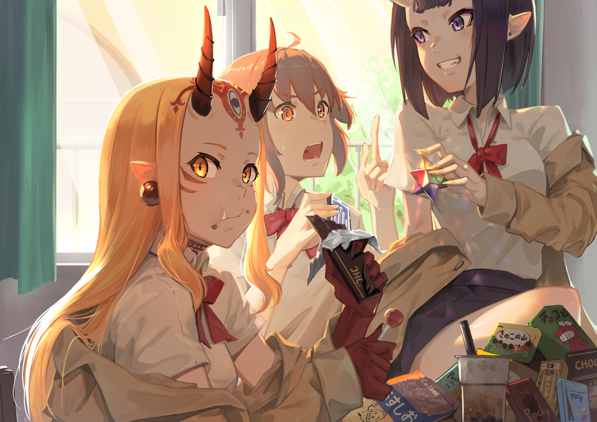 ぐだ子 ,茨木童子(Fate) ,酒呑童子(Fate) 「#FGO 

JK 」|海のイラスト