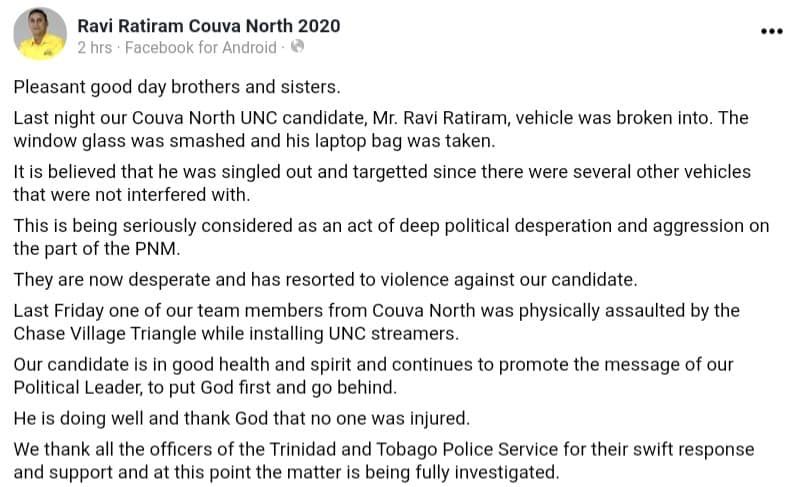 chevell81's tweet photo. How come its only them getting robbed? And in Couva North? How convenient. 🙄 UNC crooks not fooling anybody reject them!  #NeverAgainKamla https://t.co/QCYx1ATRzv