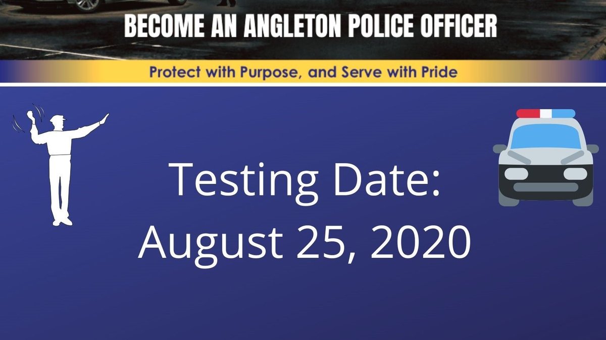 Did you know that a benefit of working as a City of Angleton Police Officer is that we offer incentives for having degrees Associate's and higher as well as TCOLE certifications Intermediate and higher. Our next testing date is August 25, 2020.