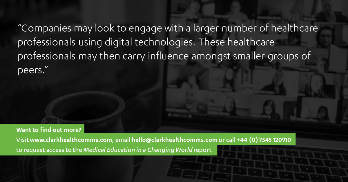 ClarkHealthComm's tweet photo. Healthcare professionals are being influenced more and more by their peers rather than by key opinion leaders. Learn more here: https://t.co/hrmCd63hM1 #MedEd #MedComms #Pharmaceutical https://t.co/5yDWXRfUkF