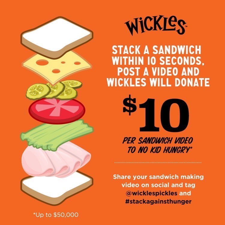 erickmsanchez's tweet image. If you haven’t had a chance, please participate in the @WicklesPickles #stackagainsthunger challenge. 

Every video equals $10 to @nokidhungry (up to $50K)! I’ll post my video and challenge three of my friends today!