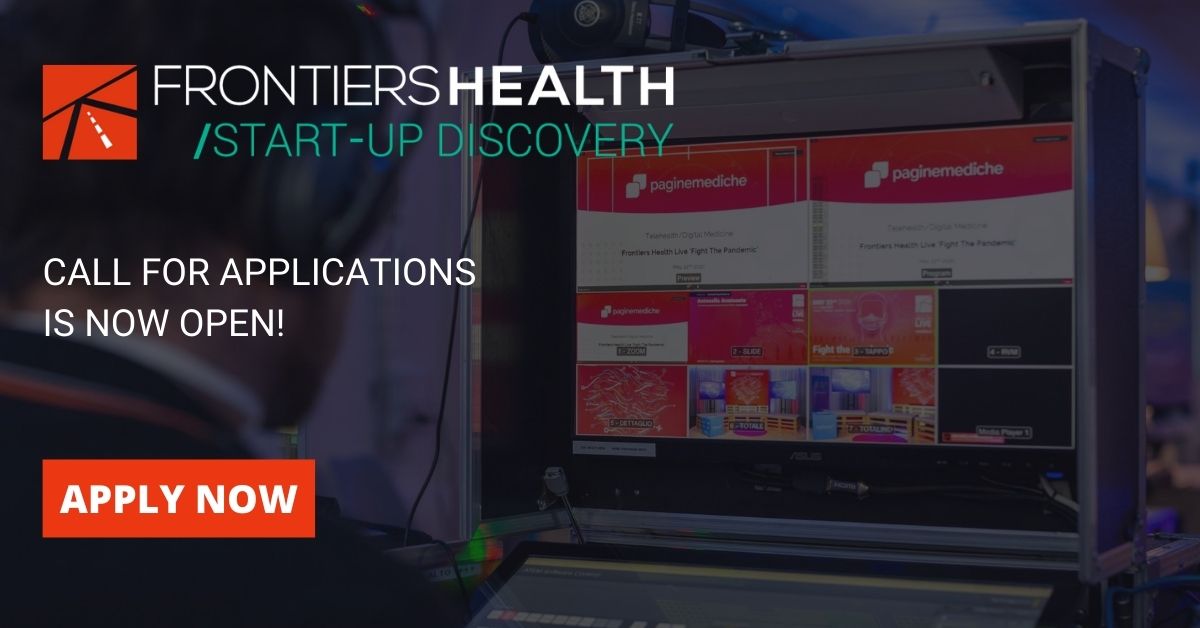 FrontiersHealth's tweet photo. The call for applications for Start-up Discovery at #FH20live is now open! Apply before October 15th, 2020 at https://t.co/5EOZRCqzoq and get the possibility to engage top global VCs and entrepreneurs from the #digitalhealth ecosystem! More at https://t.co/w82xkLtLwQ #startups https://t.co/MYxb2xRBPQ