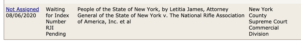 BREAKING: New York AG  @TishJames files suit against the NRA