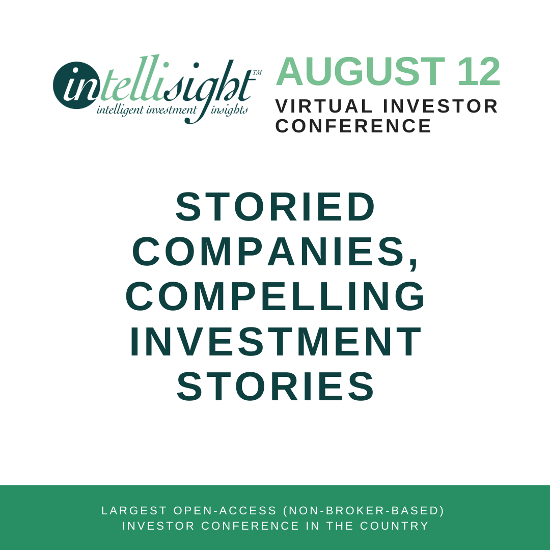 Intellisight 2020: Storied Companies, Compelling Investment Stories

Register now and have immediate access to 1x1 company requests which will close TOMORROW. #Intellisight2020 #virtualinvestorconference

ow.ly/Wz2650ASA4w