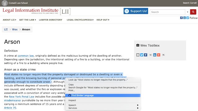 This is a fun tool: Find Legal Authority For Any Text On The Web With Chrome Extension from <a href="/ROSSIntel/">ROSS</a>  lawsitesblog.com/2020/08/find-l…