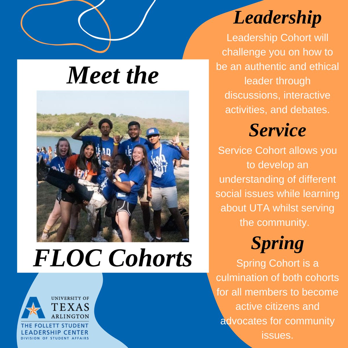 This year FLOC will have three cohorts! While each cohort will learn about authentic leadership and how to be an authentic leader, each will prepare and develop your on their own, while coming together for numerous events and networking opportunities. 
DON’T MISS OUT! APPLY TODAY