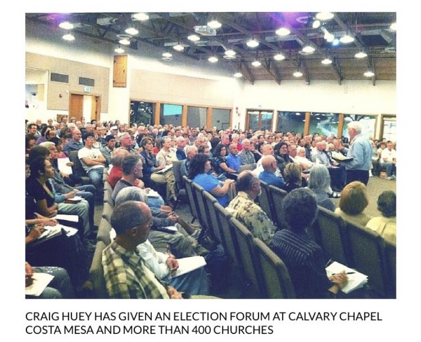 In addition to ballot collecting events, Craig also has a voter’s guide for churches to give out to their congregation to inform them on who to vote for. So getting people into churches helps pastors spread their political message & gets their ballots. But that’s not all- 7/