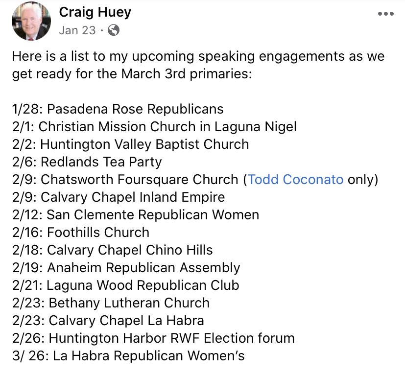 In addition to ballot collecting events, Craig also has a voter’s guide for churches to give out to their congregation to inform them on who to vote for. So getting people into churches helps pastors spread their political message & gets their ballots. But that’s not all- 7/