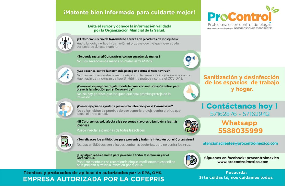 ProcontrolM's tweet image. Mitos y realidades, mantente informado, si tienes dudas llámanos al T. 57162876, 57162942 o envíanos un mensaje a atenciónaclientes@procontrolmexico.com.