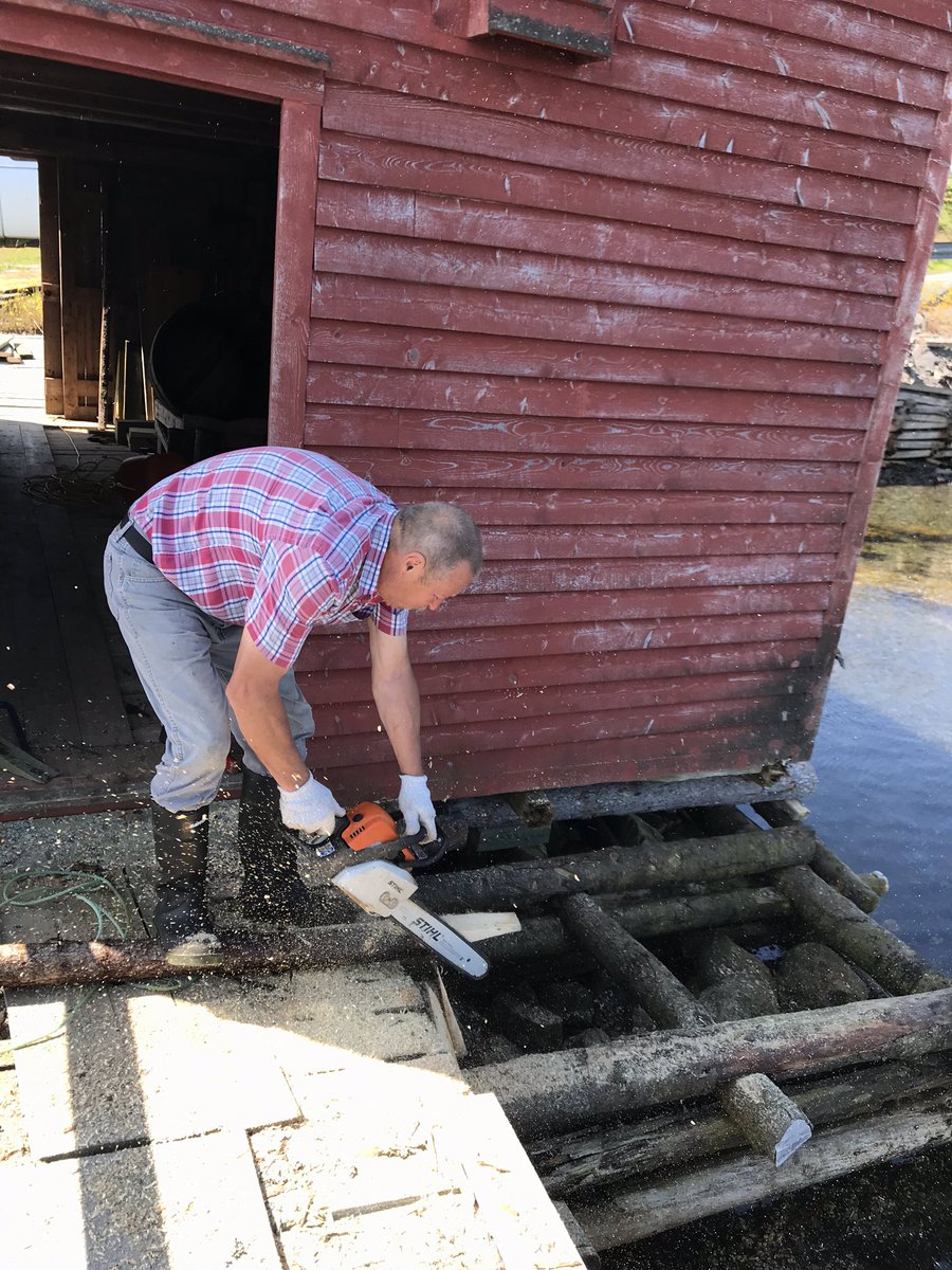 MrGoldsworthy12's tweet photo. If you happen to be in the Port Rexton area and wanna experience rough carpentry skills, stop by our wharf.  #FamilyHeritage #HelpNeeded #NeverEndingProject https://t.co/N2Fwq77LXY