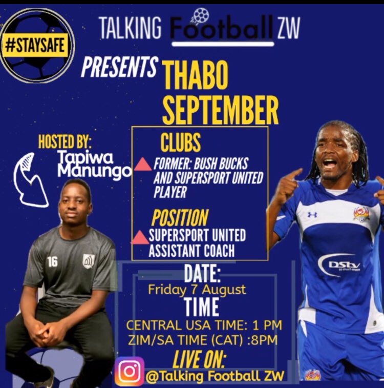 talkFootballZw's tweet photo. He enjoyed a sparkling career with Supersport United and also captained them in the process winning many accolades with Matsatsantsa. Supersport United Assistant Coach @Thabo_Sept_26 joins us tommorow night as our guest! https://t.co/YjS3jIqQuT