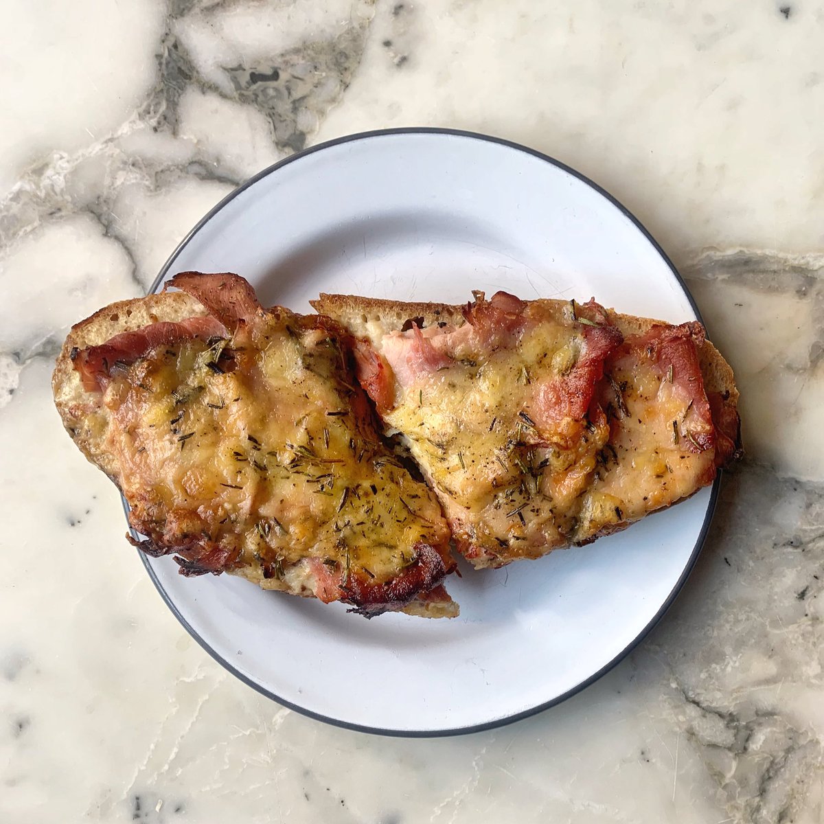 LockStockCoffee's tweet photo. Tartine with Potato Bread topped with Gruyere, Tuscan Ham, and fresh Rosemary. #LockStockCoffee #Tartine #YegFood https://t.co/K8PRfFkjrN