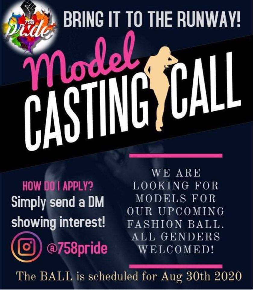758pride's tweet photo. Bring it to the runway! 🕺👯‍♀️🙅🙆
Vogue model casting call for 758Pride! 🇱🇨🏳️‍🌈

#pride #758Pride #pridestlucia #vogue #model #strikeapose #vogueball #castingcall #modelcastingcall #modelswanted https://t.co/dcDgRfg1vs