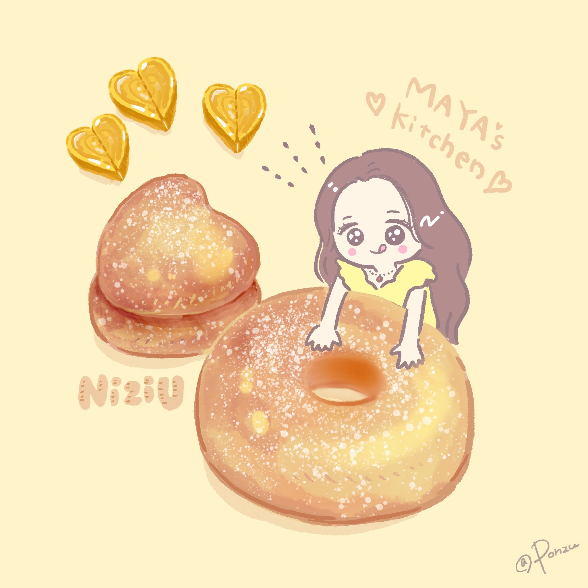 Ponzu Niziu お料理上手なマヤちゃんを描きました インスタにあげてたハートの卵焼き さつまいもドーナツ ほぼドーナツの絵です Niziu Niziufanart マヤ ドーナツ イラスト T Co Lmki2qmhbi Twitter