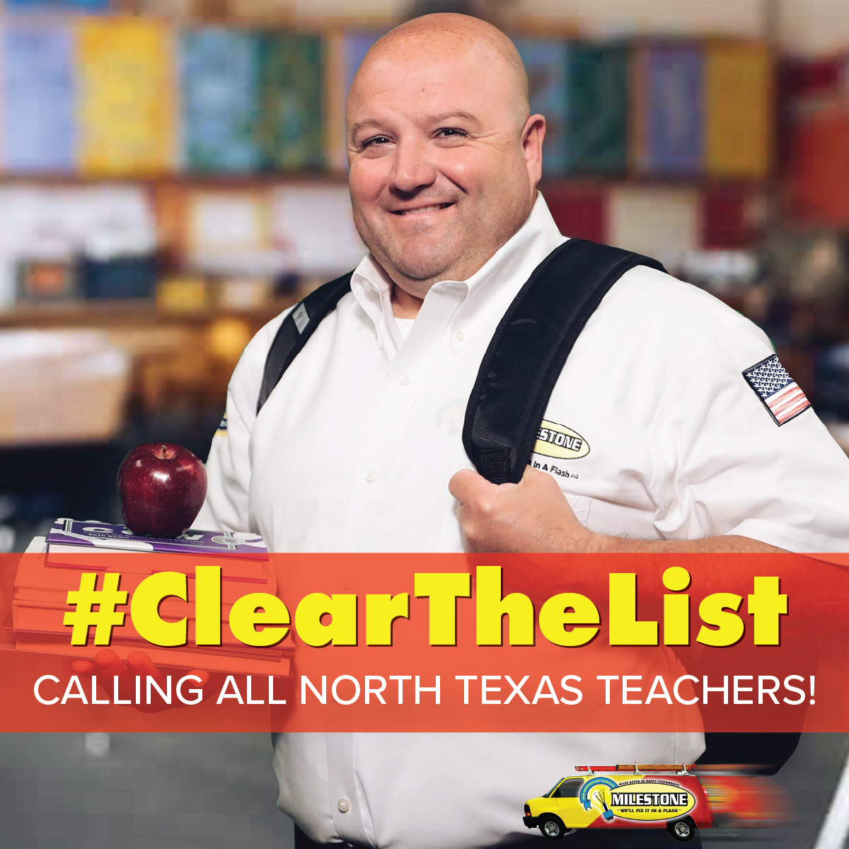 callmilestone's tweet photo. A special #ClearTheList giveaway for #NorthTexas Teachers happening over on our #CallMilestone Facebook page. DFW-locals... Check it out, tag your teacher friends, or comment your teacher wishlist yourself! #BecauseWeLiveHereToo https://t.co/NO2s8gjZ8m