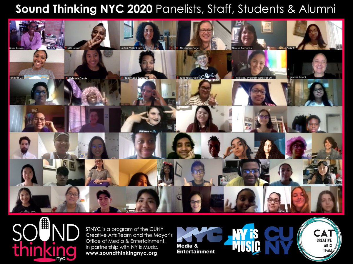 cunycat74's tweet photo. #TBT to last week's panel of women in the #MusicIndustry, seen here with our #SoundThinkingNYC team and students! A huge thank you to all who have participated and worked with our #SoundThinkers during our virtual #summercamp!
@MadeinNY @NYISMUSIC #genderequity #musicbiz #artsed https://t.co/wz1U1M2Esb