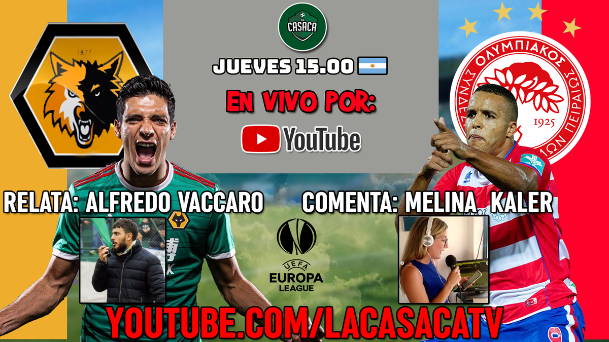 lacasacatv's tweet photo. #EuropaLeague | ¡HOY! #Wolverhampton recibe a #Olympiakos. La ida en Grecia terminó 1-1 y la serie está abierta, vivila en vivo por #LaCasaca

🎙️ @avaccaro23 | @melukaler 
▶️https://t.co/3sUmFyyYbi https://t.co/X2WrAmLLsm