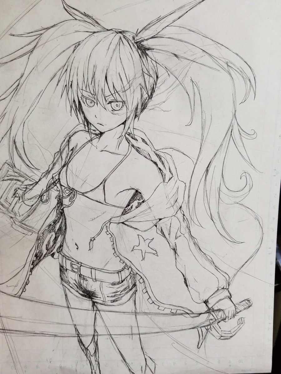 のぶきんぐ ブラック ロックシューター 完全アナログで描いて肌の質感を重視してる所が見所です 少しでもいい と思ったら と をお願いします のぶきんぐ ブラックロックシューター イラスト イラスト好きさんと繋がりたい 循環画 初音