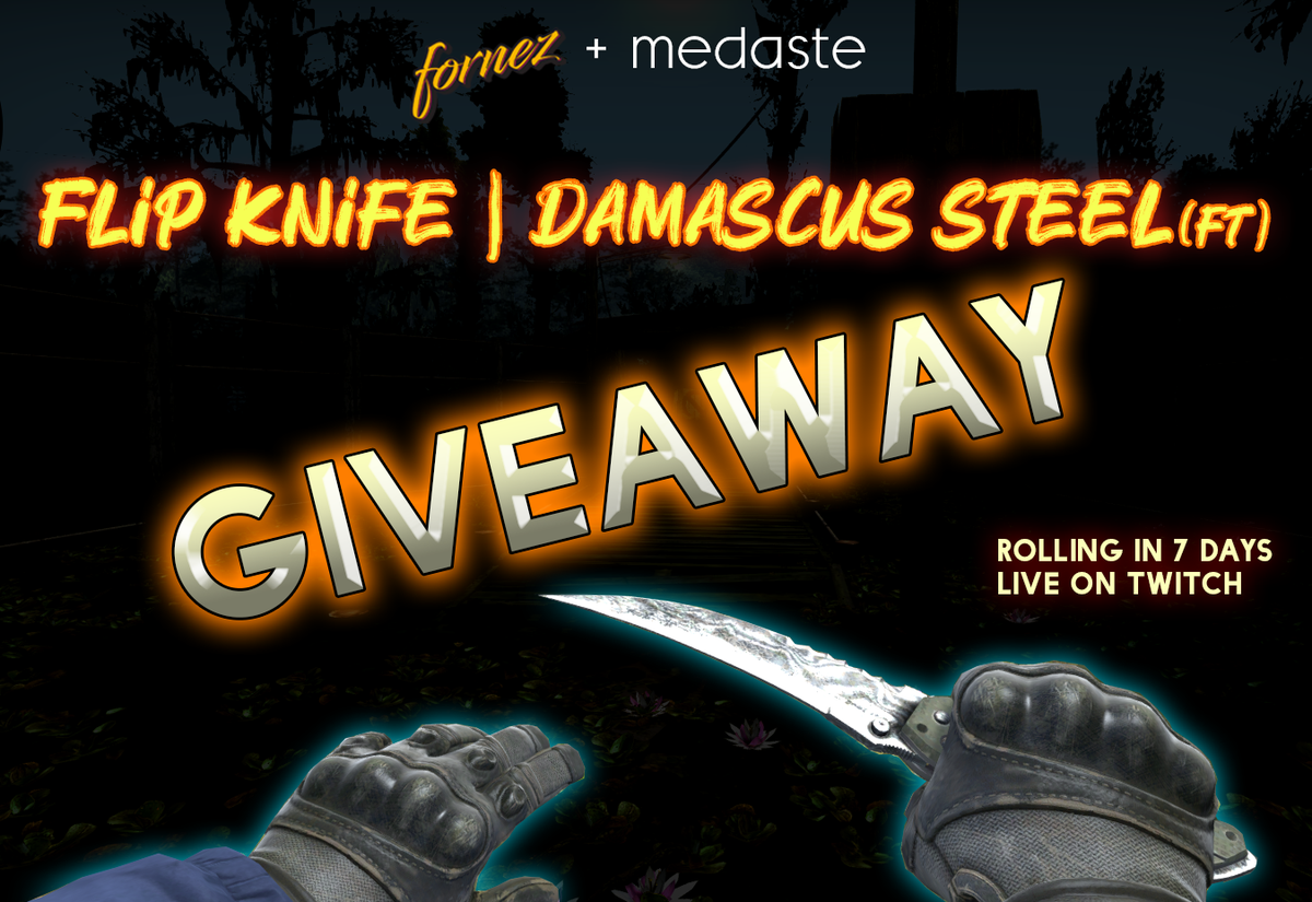 f0rnez's tweet image. My guy @medasteCS wanted to sponsor me with a knife to giveaway for you guys! 🔥

(FT) Flip Knife | Damascus Steel
to enter:

✅ Like + retweet
✅ Follow @f0rnez 
✅ Follow me on twitch.tv/f0rnez

#Giveaway will be rolled live on stream 7 days from today, glhf! 🔥 
#CSGO
