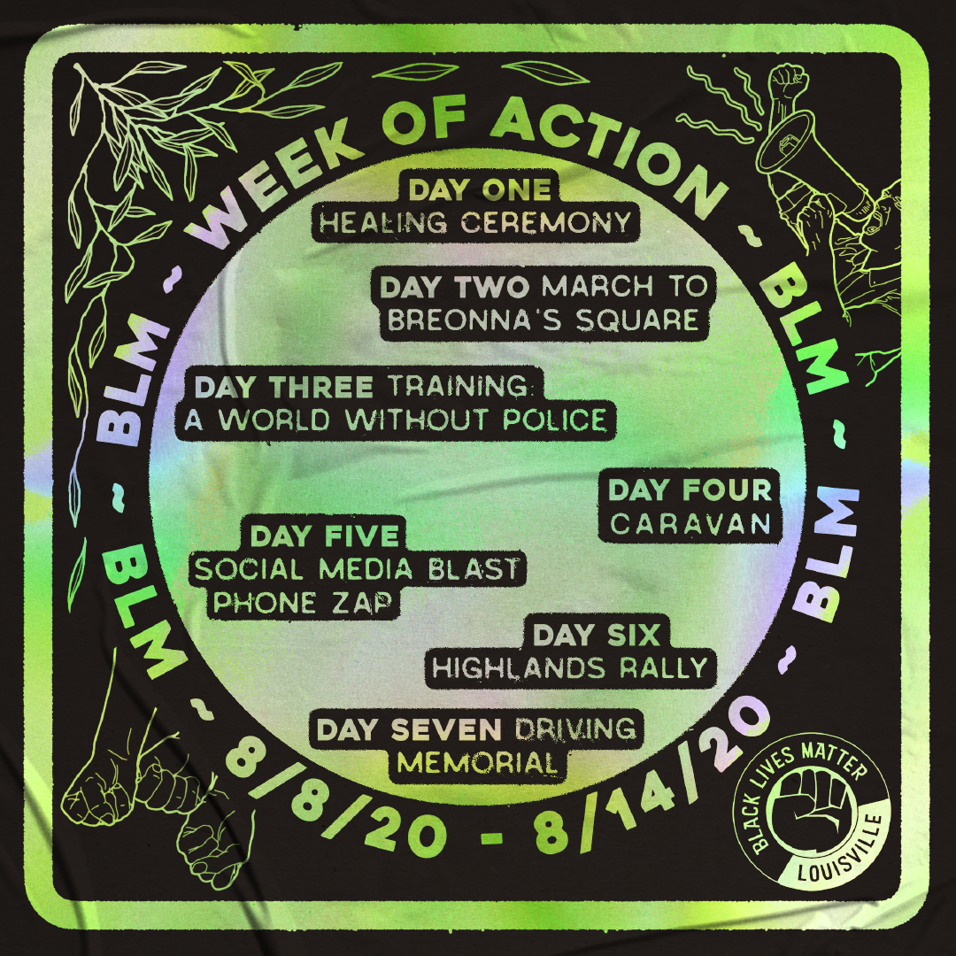 BLMLouisville's tweet photo. This Saturday marks 149 days since the murder of Breonna Taylor, and as we continue to #SayHerName and seek justice for her and her family we are announcing the #WeekOfAction dedicated to taking actionable steps towards this goal. 
Stay posted for daily events!! 👀 #BlackAugust https://t.co/kNDWrkjjdc