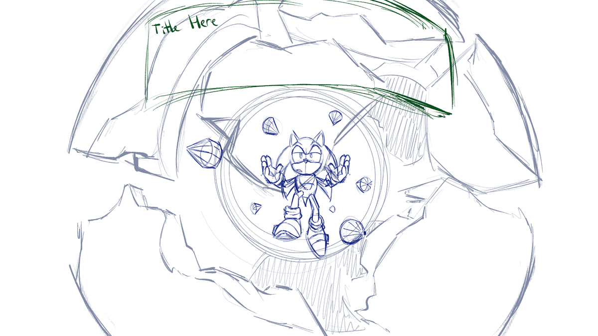 RocketDoesArt's tweet photo. Oh- and every Monday I'll share some of my process for each piece of my Unleashed series. Since this is already off schedule, I'll share the WIPs of the cover art now. #sonicthehedgehog #sonicunleashed #wip https://t.co/jAt4aRTY2B