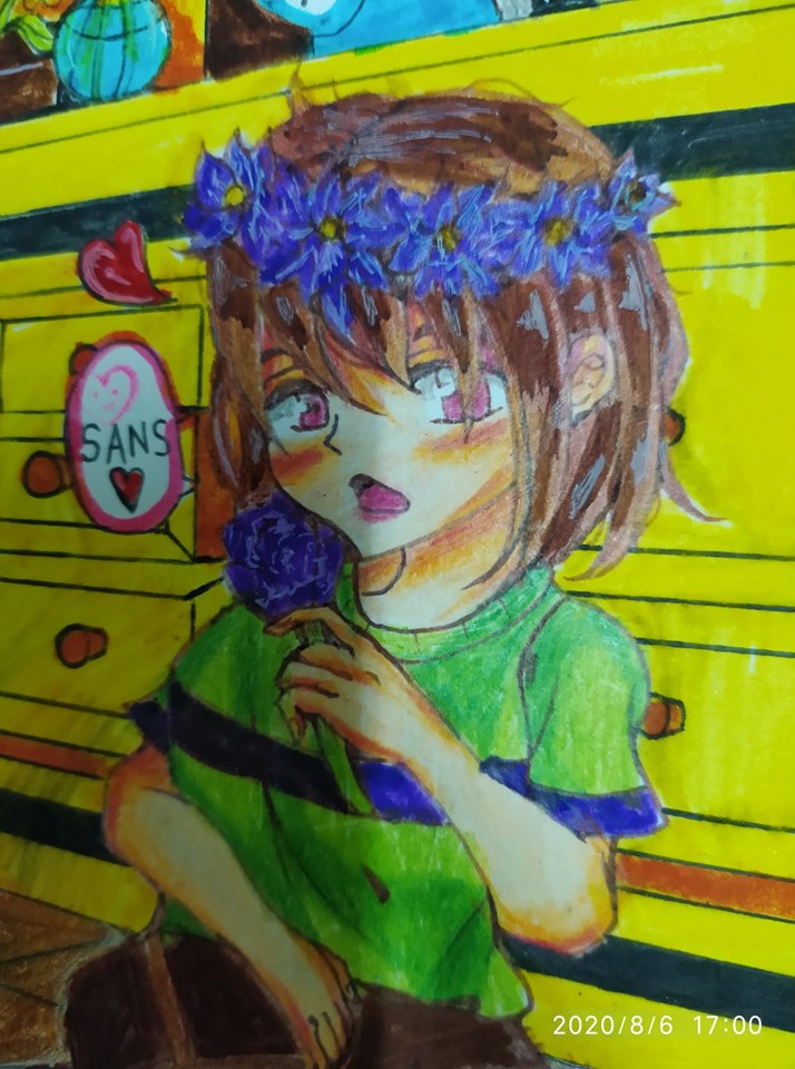 towako's tweet photo. Chara and Sans In the flower shop #WhiteSans #Sans #SansAu #AuSans #Undertale #undertaleAU #colorTale #ColorTaleSans #flower #flowershop #AUUndertale https://t.co/rl8e2UgU5b