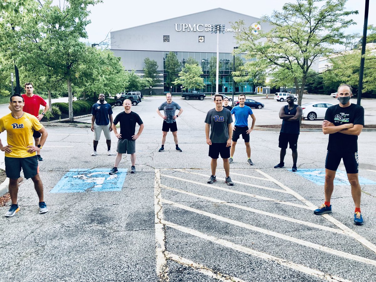 VolkerMusahl's tweet photo. Good morning @UPMCSportsMed #SocialDistancing workout #shutuplegs #H2P #reportday #didourpart @CoachDuzzPittFB @Pitt_LykeAD @jimbo_slice123 @JamesConner_ https://t.co/veUGoNJgIu