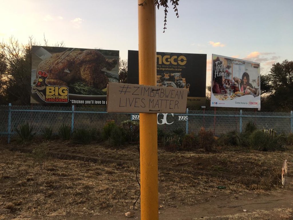 DougColtart's tweet photo. Spotted at a traffic light in Bulawayo. 👇🏽👇🏽👇🏽 Citizens taking nonviolent ACTION for a better Zimbabwe. 🙏🏽✊🏽🙌🏼 🇿🇼 What are YOU going to do? 

#ZimbabweanLivesMatter https://t.co/W576IjcDkC