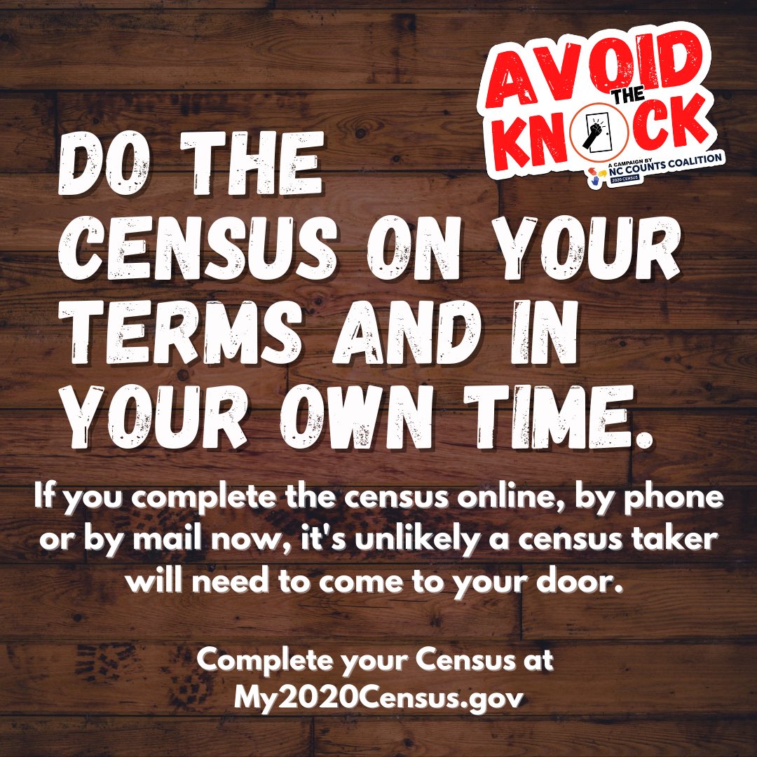 CarrboroGov's tweet photo. Self-responding to the Census is the easiest way to make sure you are counted amid the COVID-19 situation. Respond by Sept. 30. #avoidtheknock
Auto-responder al censo es la manera más facil de asegurar que será contado dada la situacion con el virus COVID-19. https://t.co/J7vlvQ9Xnm