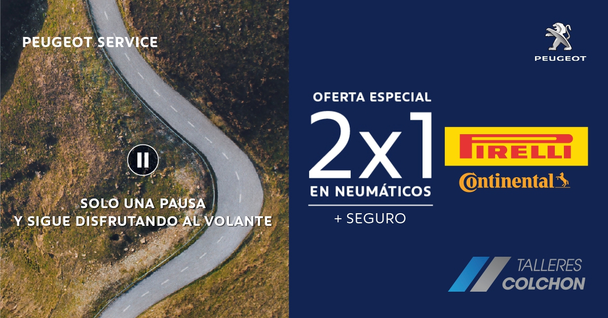 TalleresColchon's tweet photo. No pierdas el 2x1 en neumáticos Continental y Pirelli. Recibe 100% de descuento en el segundo neumático, además de la oferta de un seguro sobre los mismos. Pide presupuesto: https://t.co/aKy0Q3ohfr https://t.co/T52u9Ab9Q9