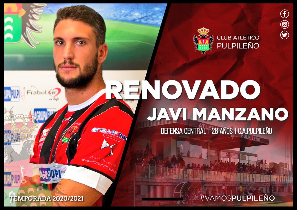 pulpileatletico's tweet photo. ✍️ OFICIAL | Uno de nuestros pilares defensivos, Javi Manzano, seguirá defendiendo la camiseta del CA Pulpileño por tercera temporada consecutiva.

Compromiso y liderazgo en la zaga pulpileña, más de 50 partidos en nuestro club le avalan.

¡Mucha suerte, @Javi_Manza_4! ⚫🔴 https://t.co/52TOLCMwsq